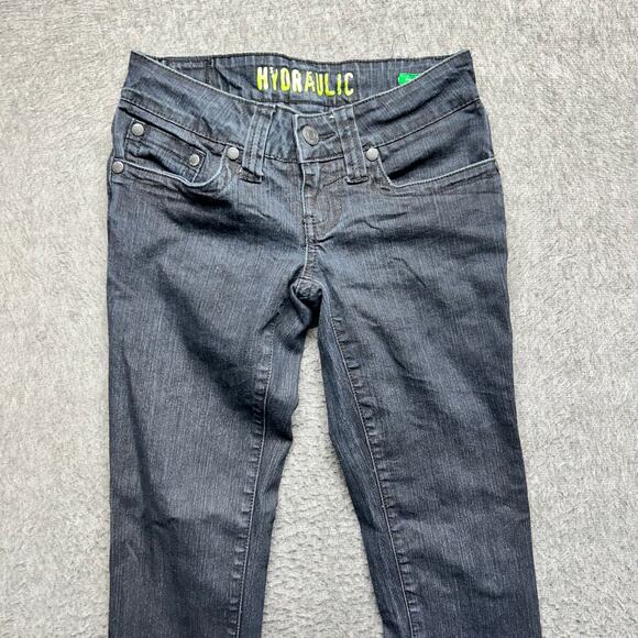 Hydraulic Extreme Slim Jeans Size 1/2 Short Black Gray Skinny Stretch Denim - Picture 2 of 16